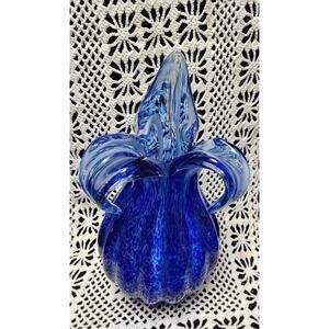 Blue and White Art Glass Vase stretched Moffat Style Jack in the pulpit